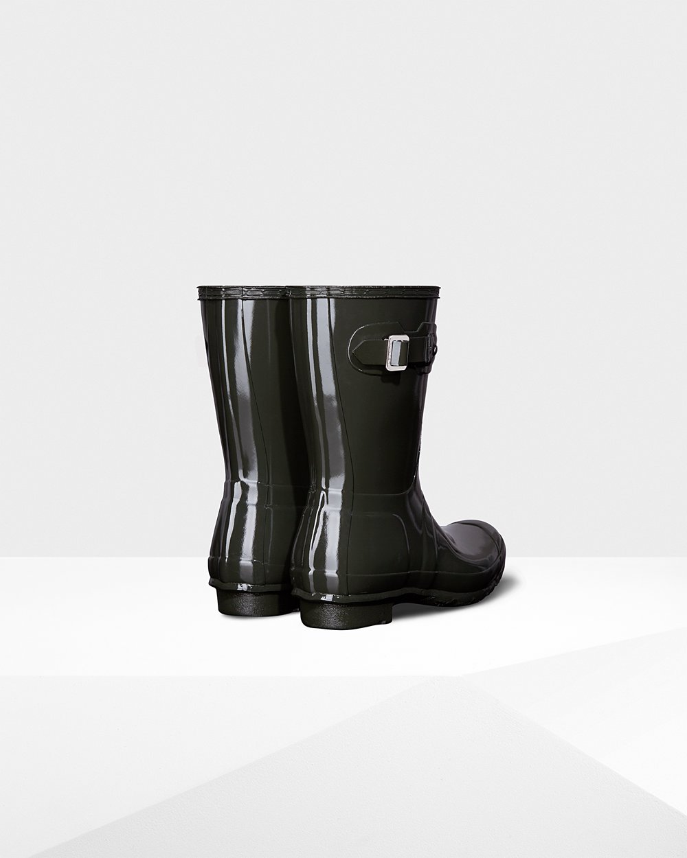 Botas de Lluvia Cortas Hunter Mujer - Original Gloss - Verde Oscuro Oliva - DHTGPKS-18